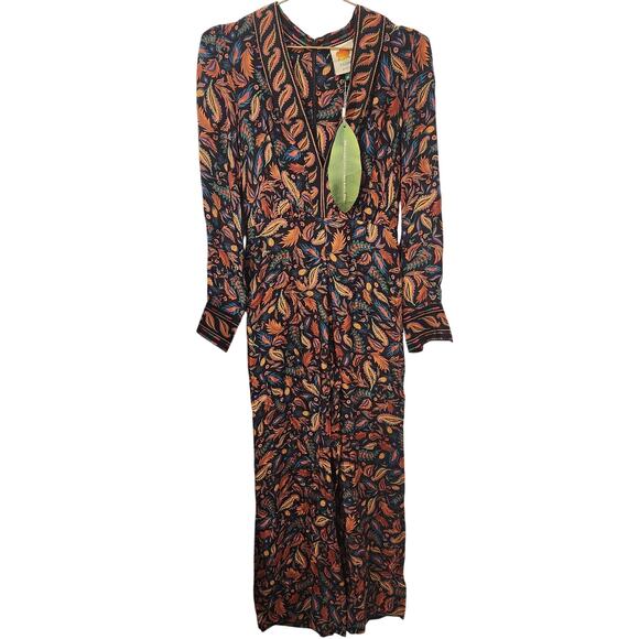 Farm Rio satin Black mini pineapple Jumpsuit size XS - Picture 3 of 6